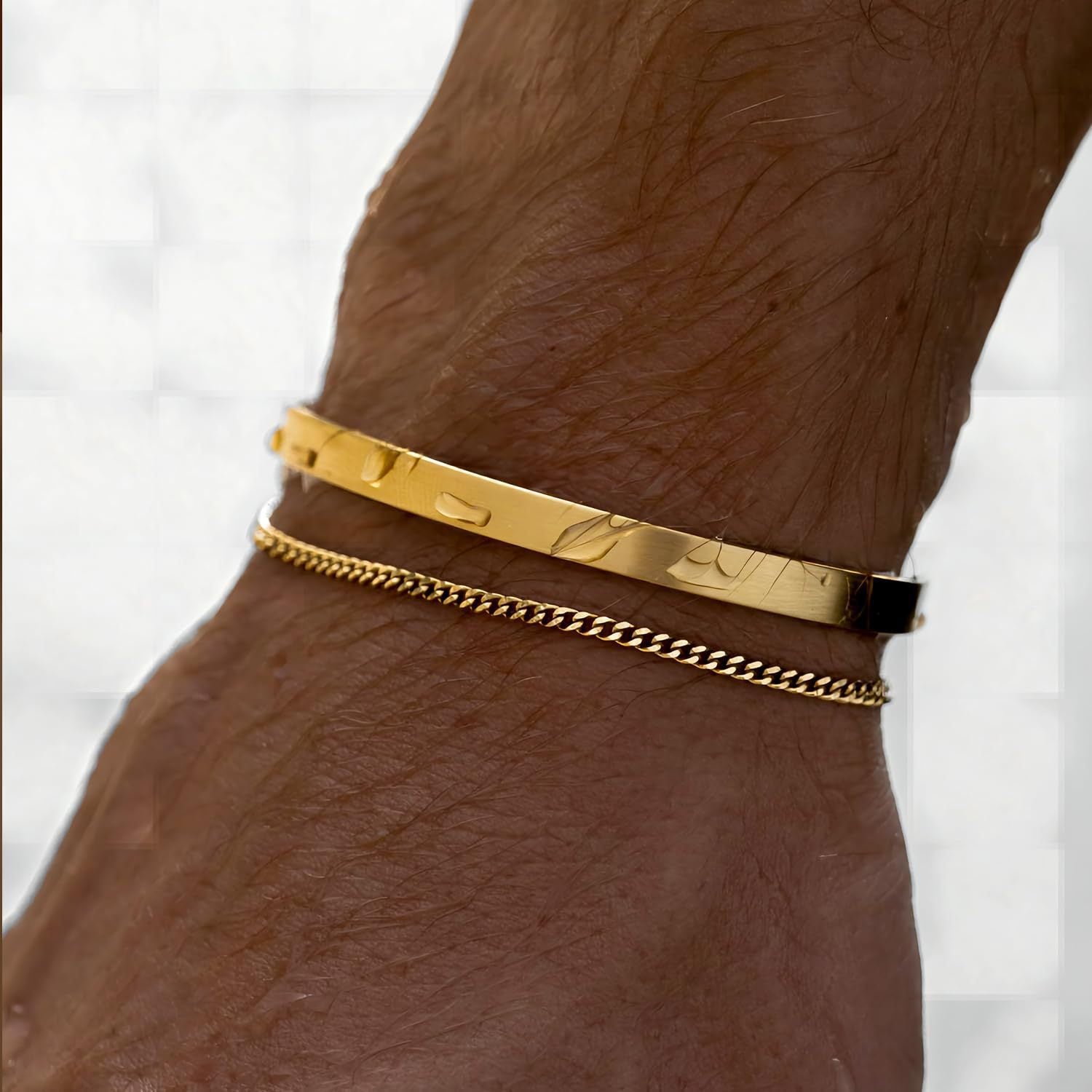 Cuban & Cuff Bracelet Set