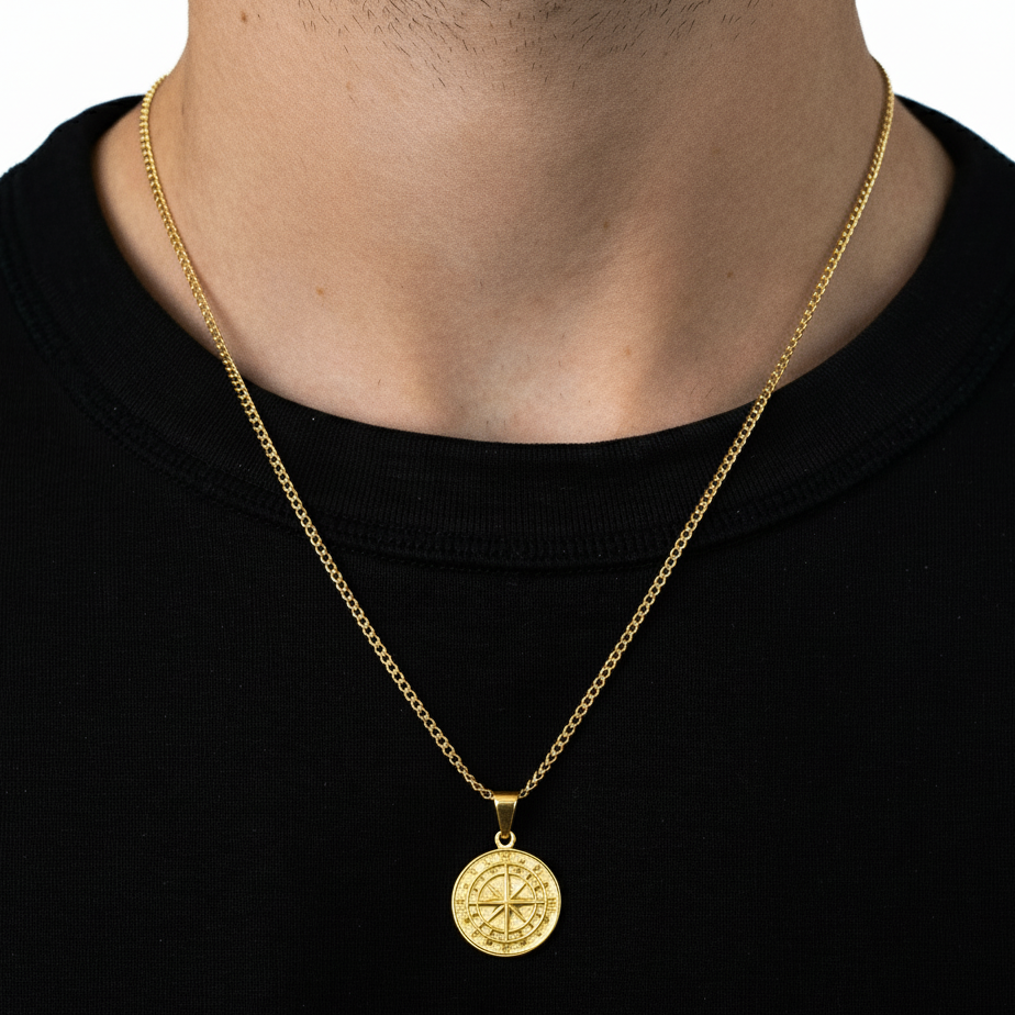 Compass Pendant Chain (18k Gold)