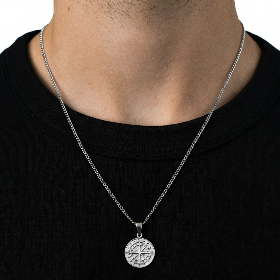 Compass Pendant Chain (Silver)