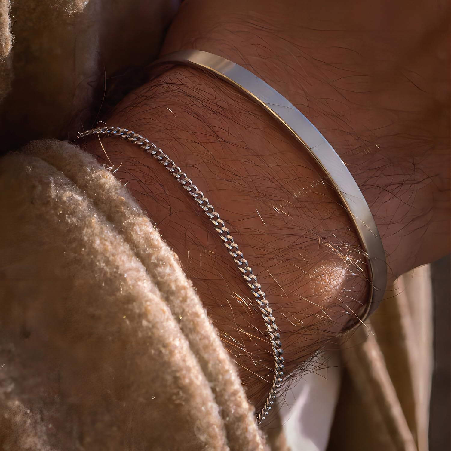 Cuban & Cuff Bracelet Set