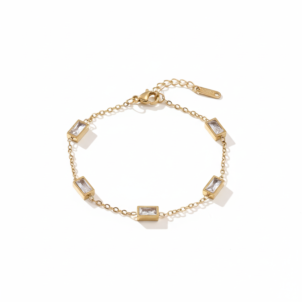 White Gemstone Bracelet (18k Gold)