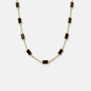 Minimalistic Black Gemstone Chain Gold