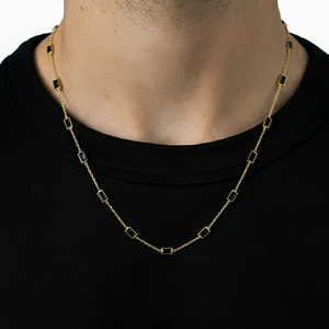 Minimalistic Black Gemstone Chain Gold