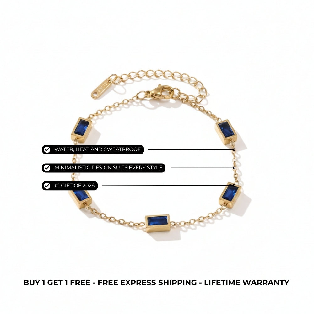 Minimalistic Blue Gemstone Bracelet Gold