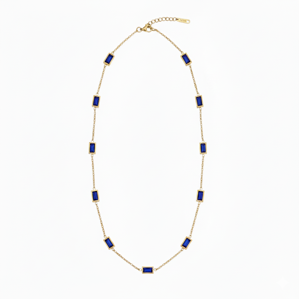Minimalistic Blue Gemstone Chain Gold