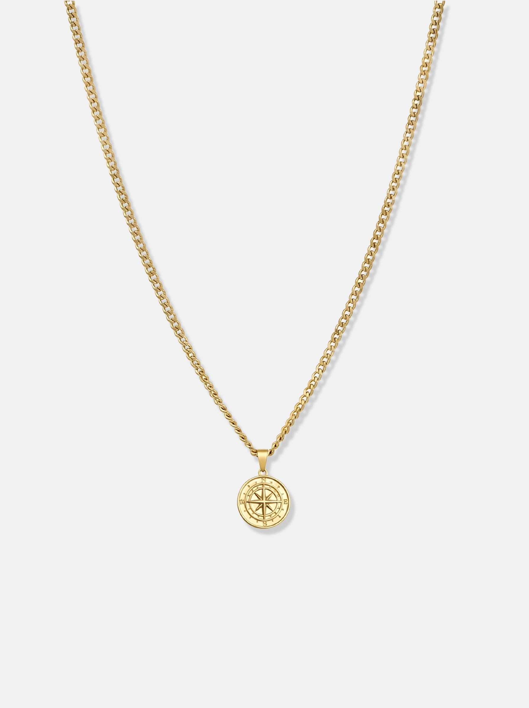 Minimalistic Compass Pendant Chain Gold