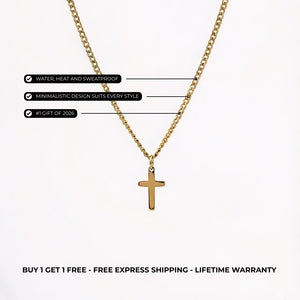 Minimalistic Cross Pendant Chain Gold