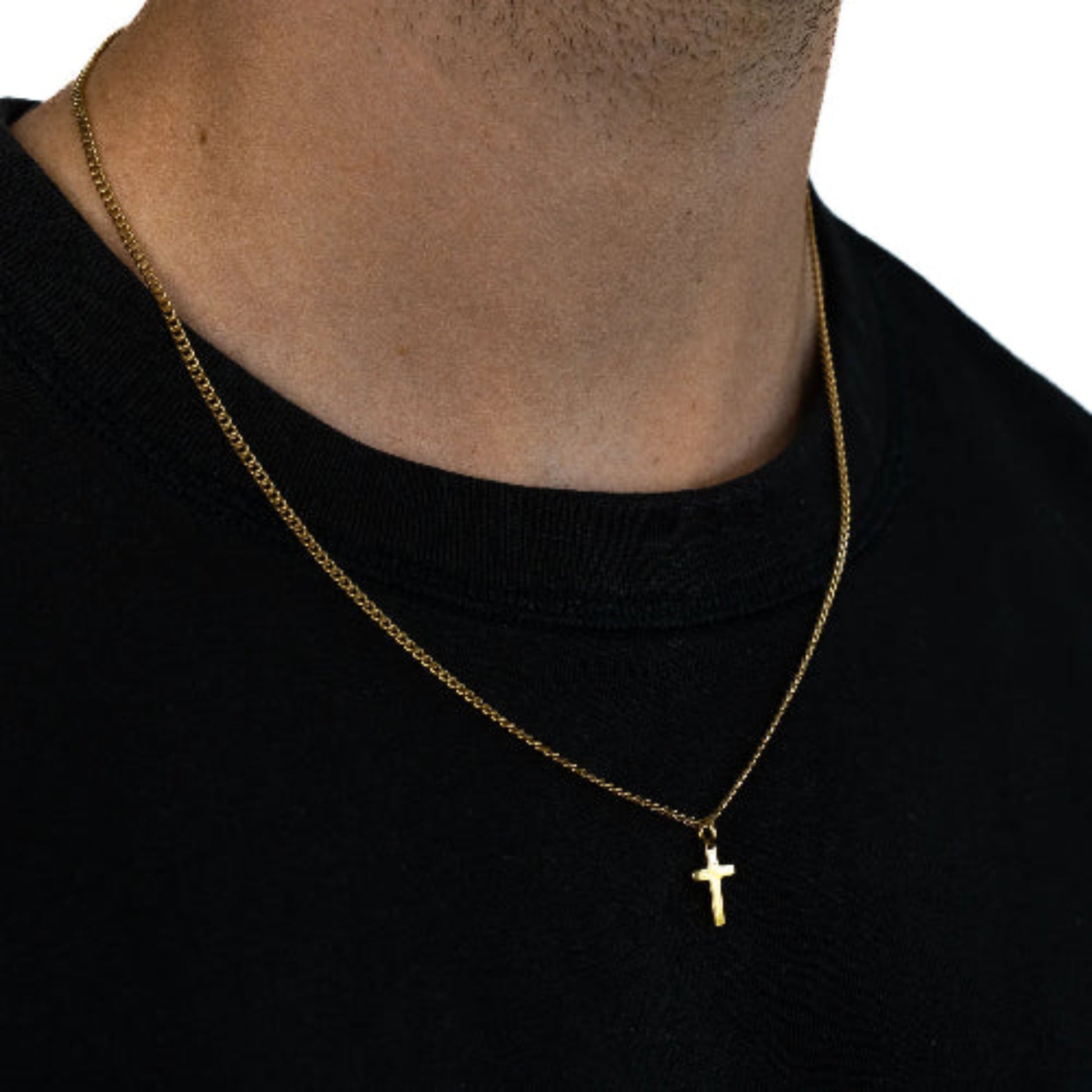 Minimalistic Cross Pendant Chain Gold