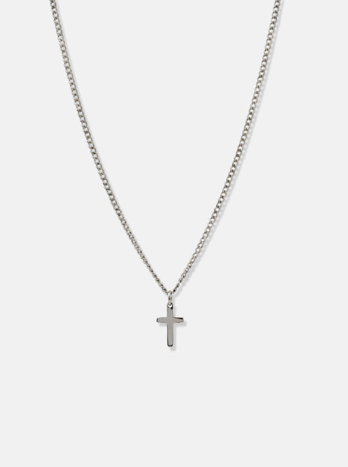 Minimalistic Cross Pendant Chain Silver