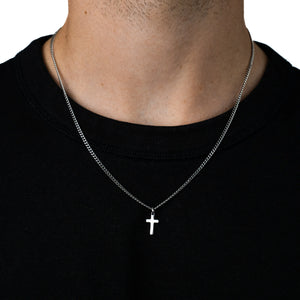 Minimalistic Cross Pendant Chain Silver