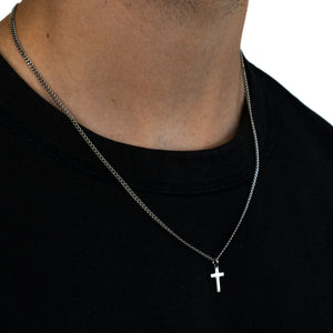 Minimalistic Cross Pendant Chain Silver