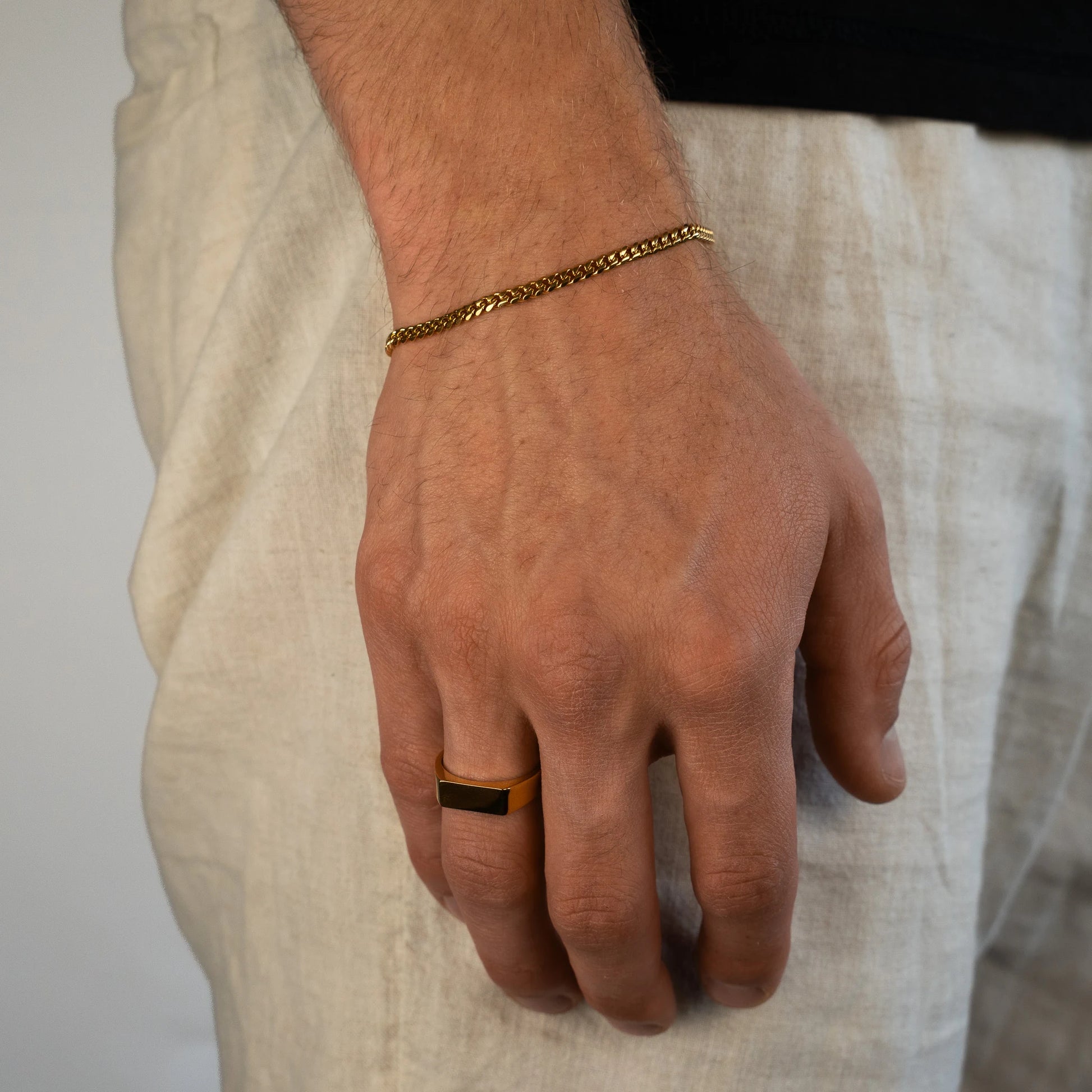 Minimalistic Cuban Bracelet 3mm Gold