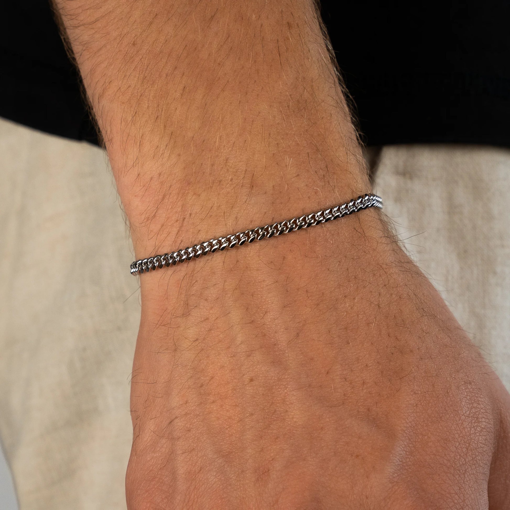 Minimalistic Cuban Bracelet 3mm Silver