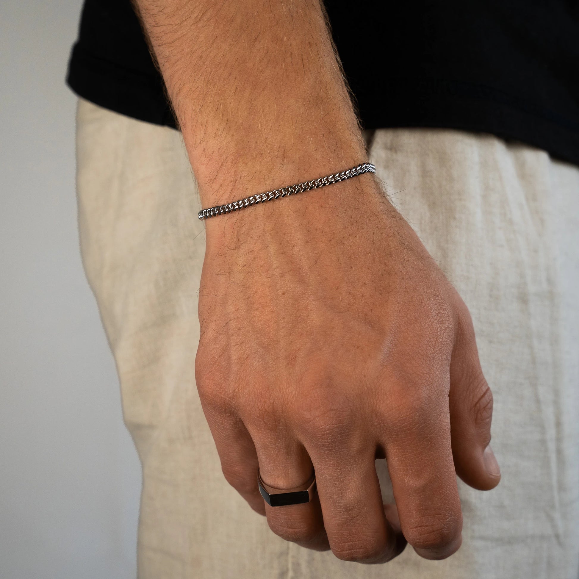 Minimalistic Cuban Bracelet 3mm Silver
