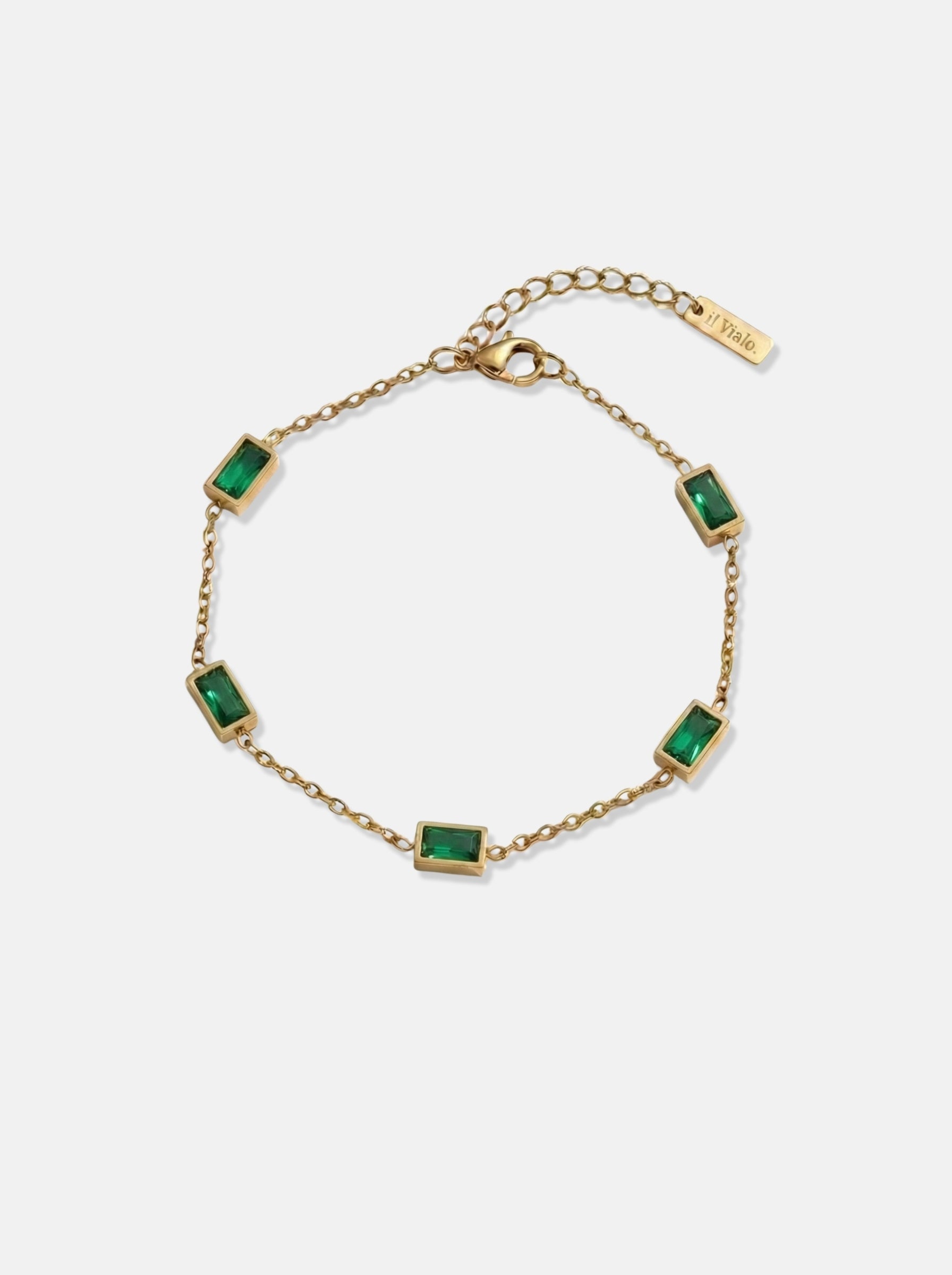 Minimalistic Green Gemstone Bracelet Gold