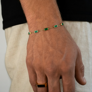 Minimalistic Green Gemstone Bracelet Gold