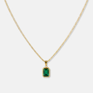 Minimalistic Green Gemstone Pendant Gold