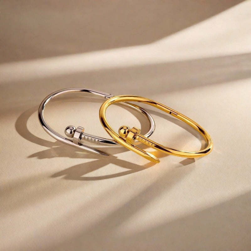 Minimalistic Nail Bracelet Silver Gold