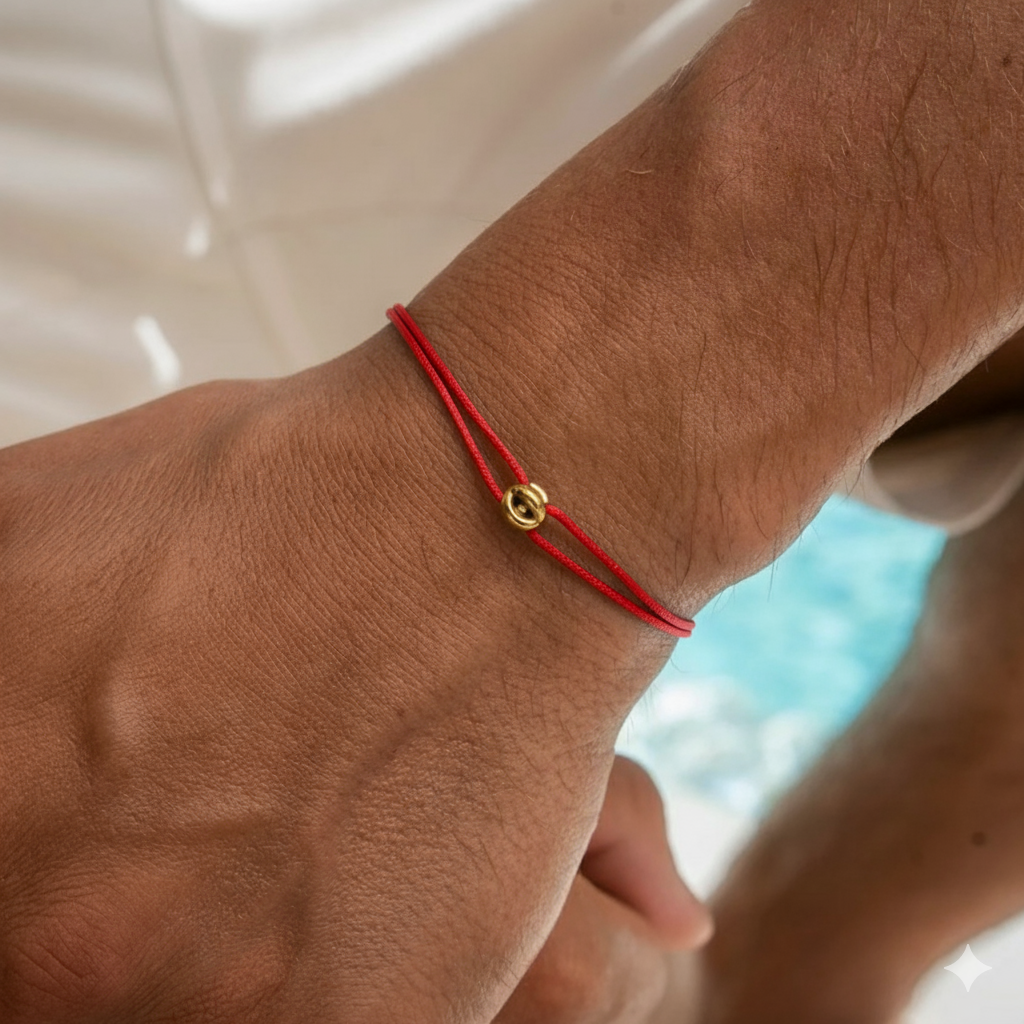 Minimalistic Red Unity Bracelet Gold Rope