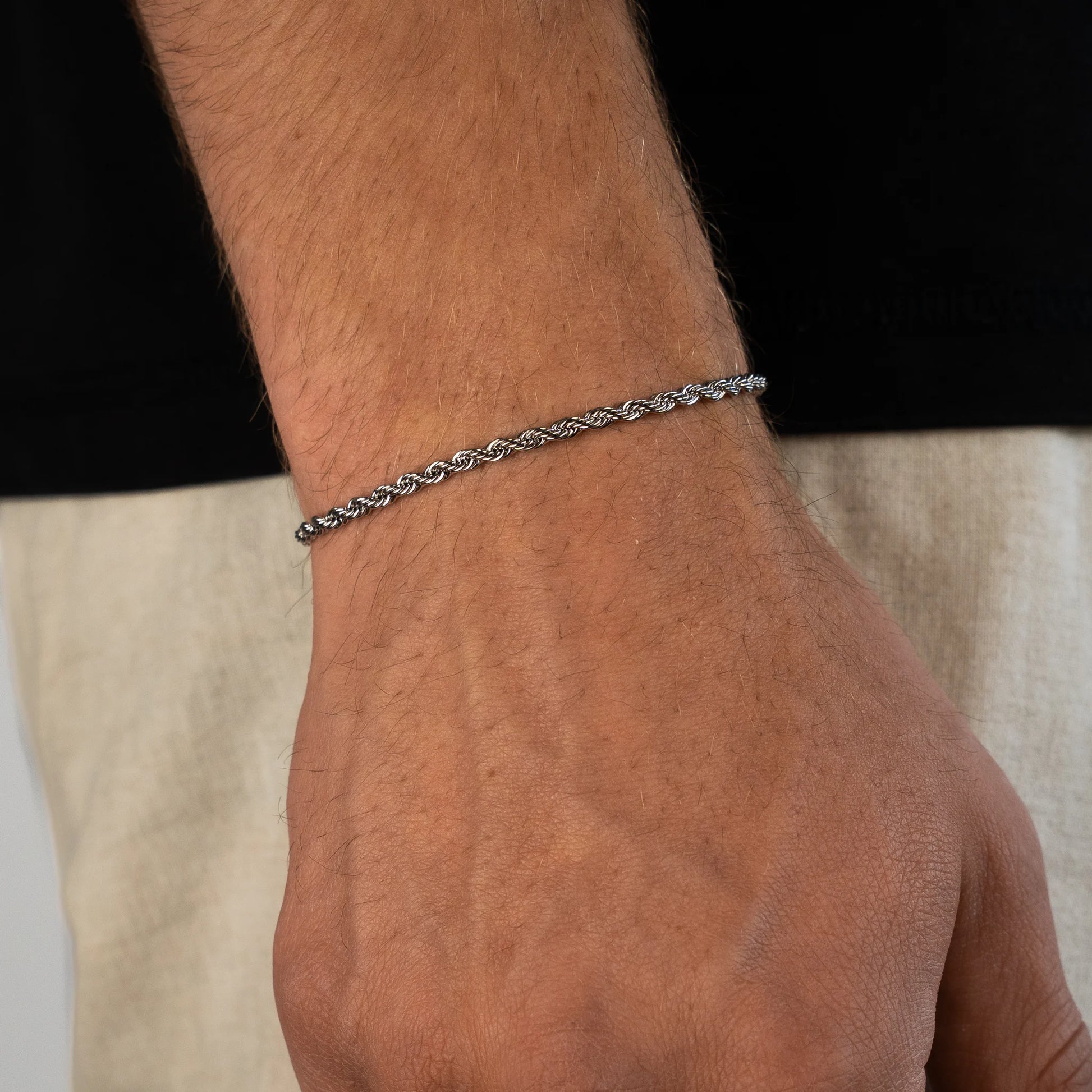 Minimalistic Rope Bracelet 3mm Silver