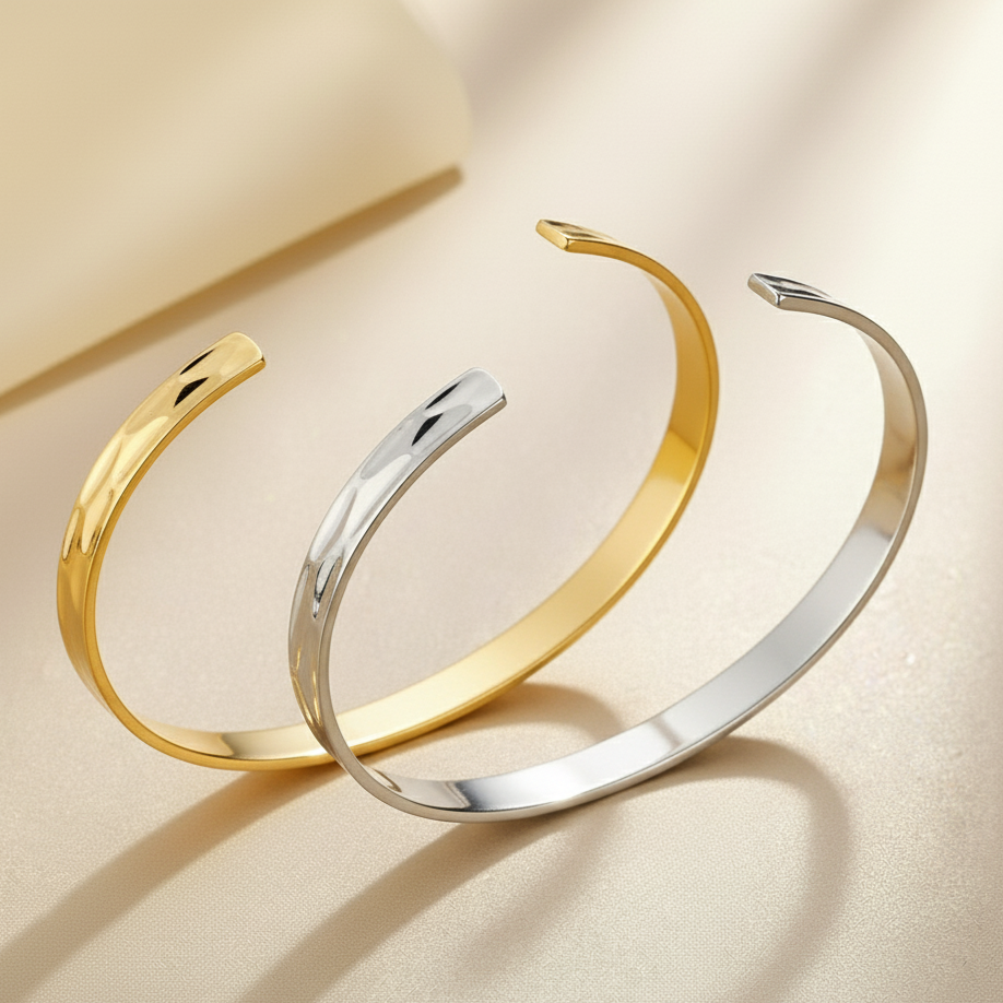 Minimalistic Wave Cuff Gold Silver