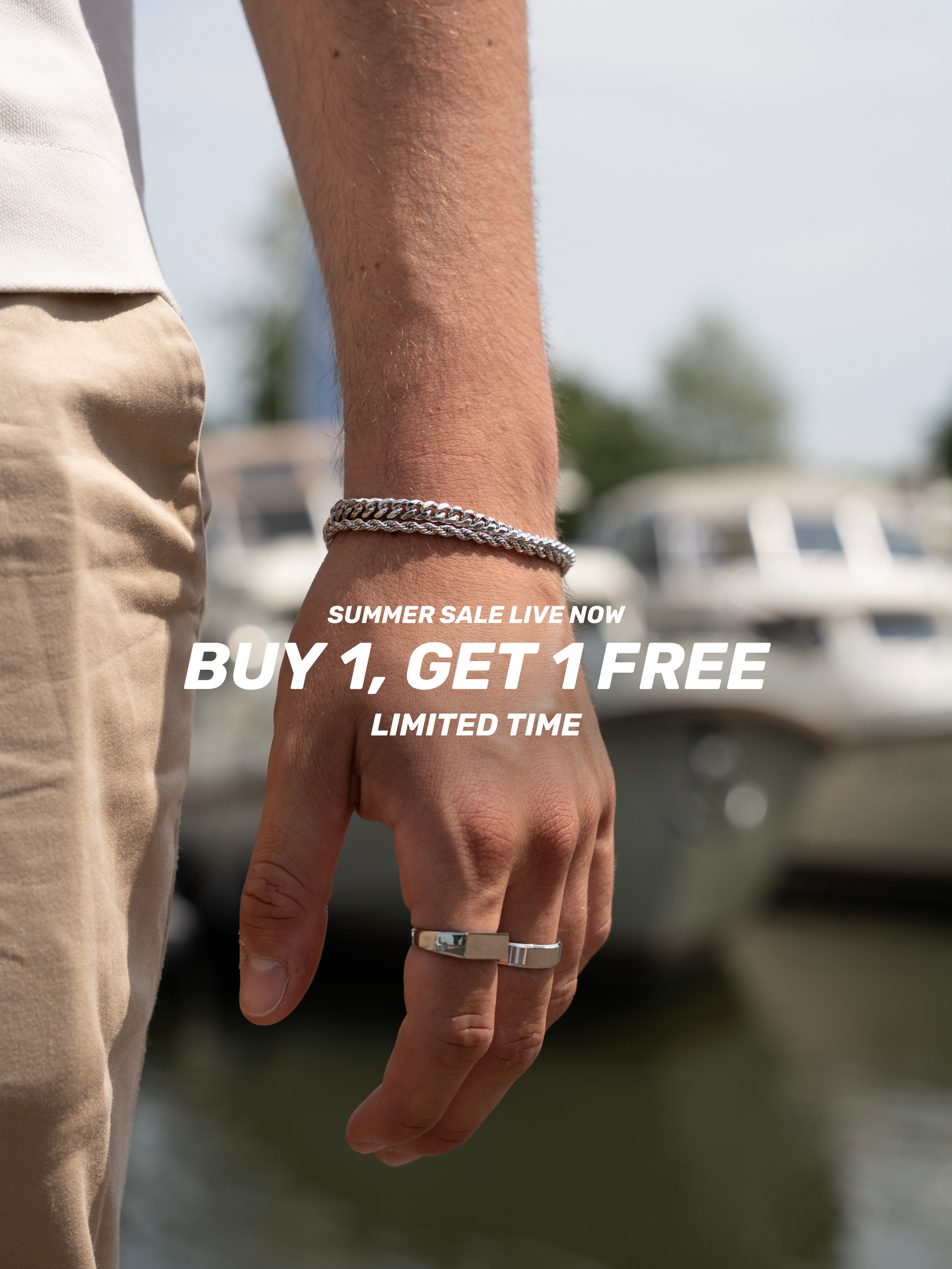 Minimalistic gold silver men jewelry